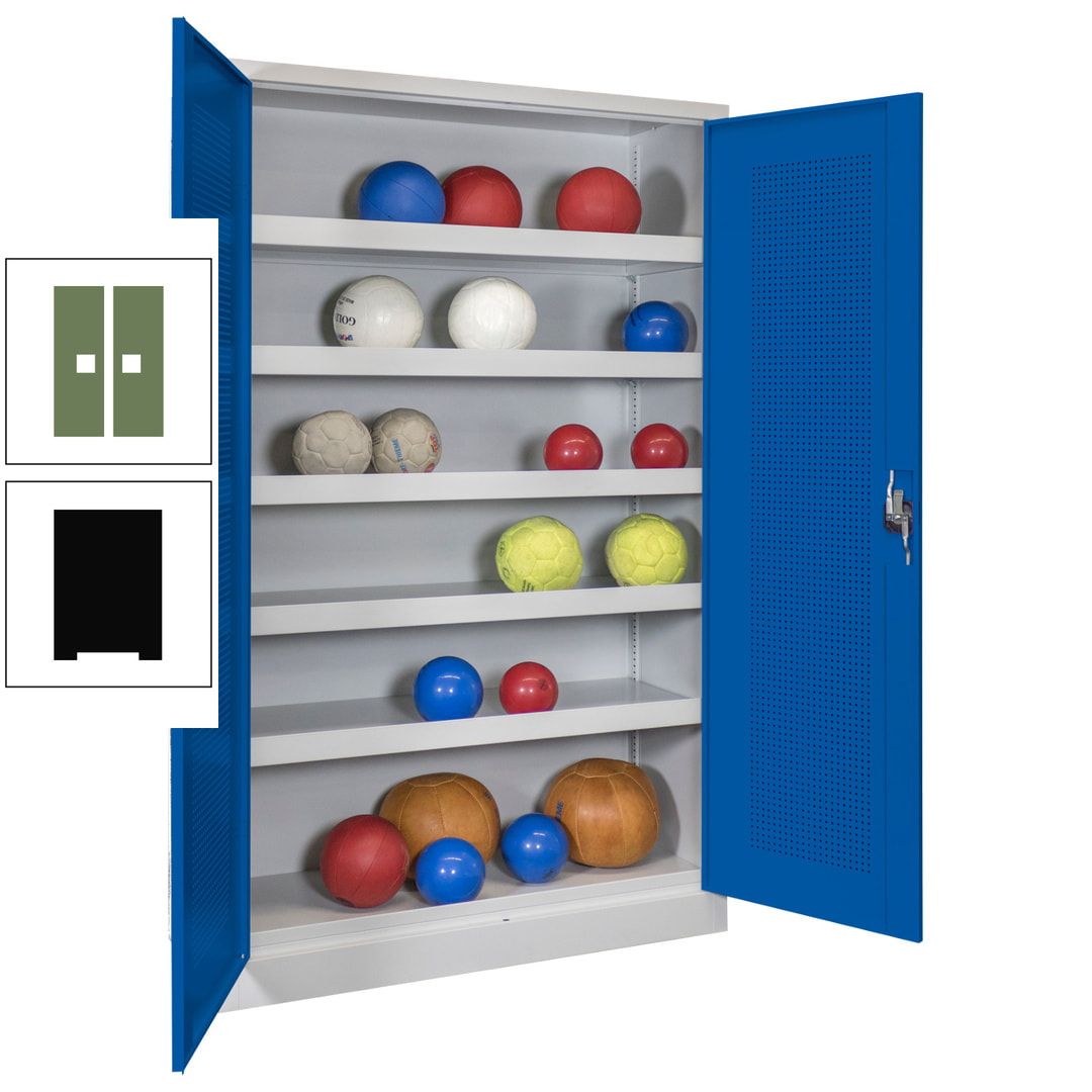 Ballschrank - Lochfeldtüren - 5 Böden - 1.950x1.200x500 mm (HxBxT) - anthrazitgrau