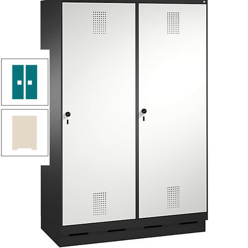Doppel-Spind, Garderobenschrank, 2 Türen für 4 Abteile a 300 mm, Korpus anthrazitgrau, Türen anthrazitgrau, 1.800 x 1.200 x 500 mm (HxBxT)
