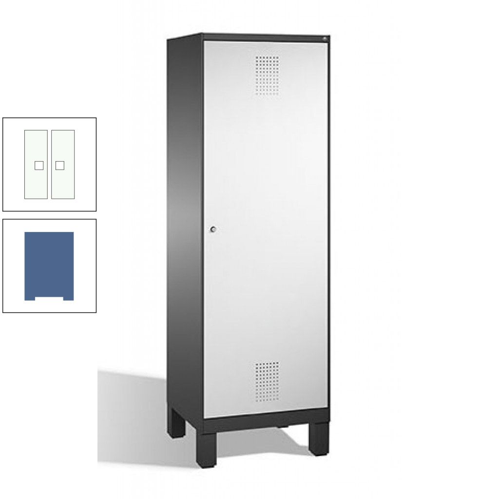 Doppel-Spind, Garderobenschrank, 1 Tür für 2 Abteile a 300 mm, Korpus anthrazitgrau, Türen anthrazitgrau, 1.850 x 600 x 500 mm (HxBxT)
