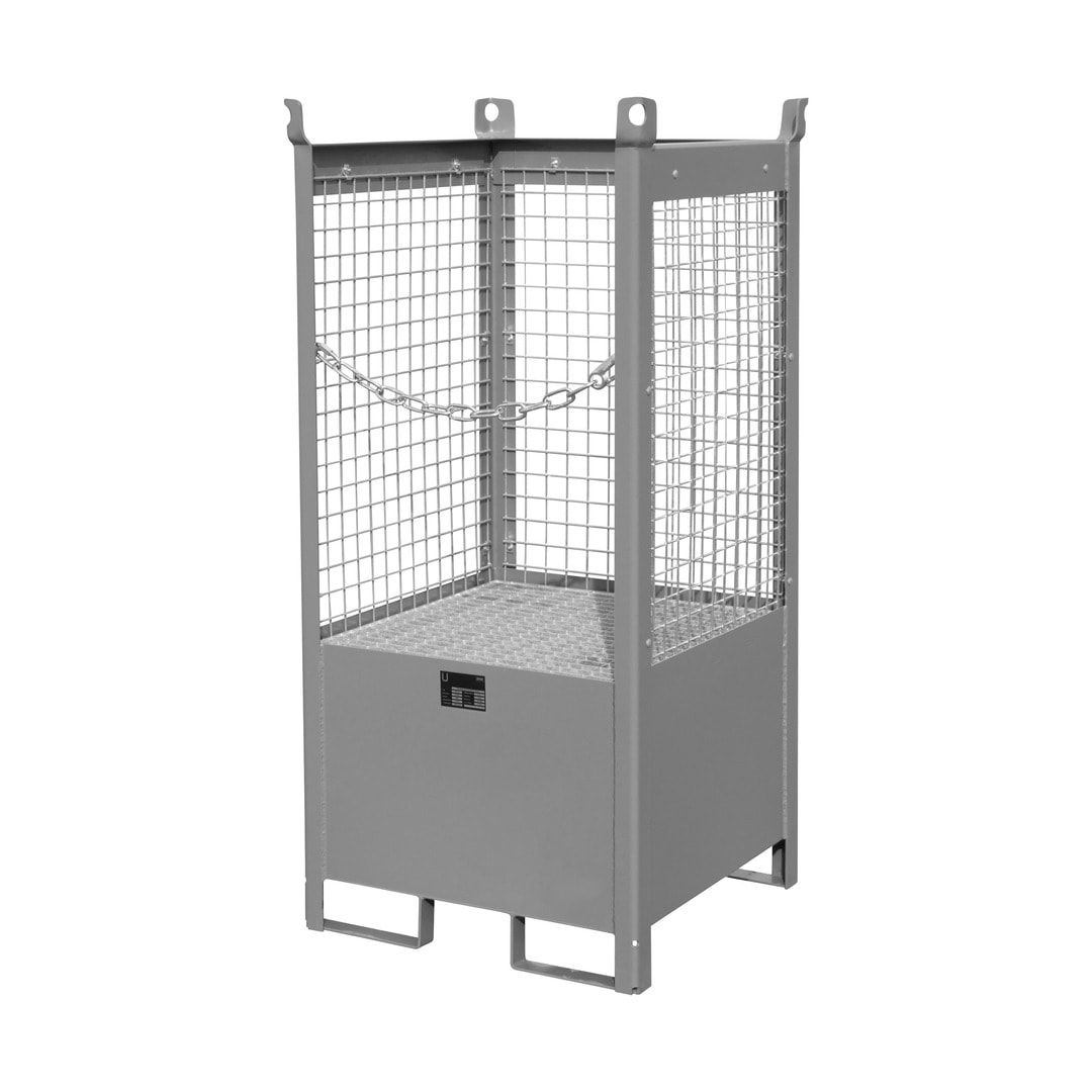 Fass-Stapelpalette - für 1 x 200-l-Fass - Volumen 210 l - 1.590 x 760 x 760 mm (HxBxT) - Drahtgitterwände - feuerrot