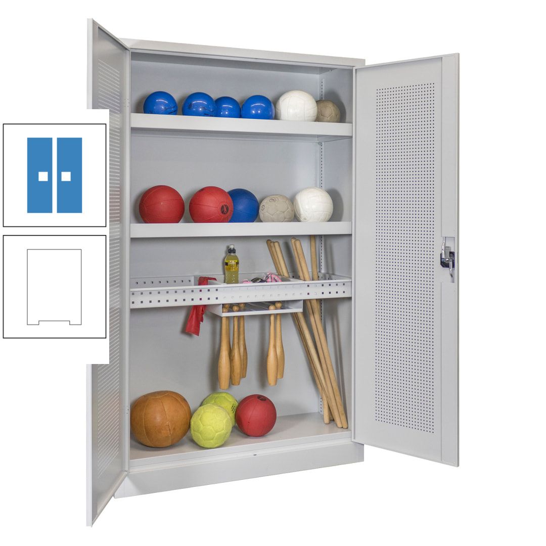Sportschrank - Lochfeldtüren - Variante 2 - 1.950x1.200x500 mm (HxBxT) - anthrazitgrau