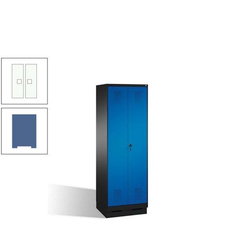 Doppel-Spind, Doppeltüren, Garderobenschrank mit Sockel, 2 Abteile a 300 mm, Korpus anthrazitgrau, Tür anthrazitgrau, 1.800 x 600 x 500 mm (HxBxT)