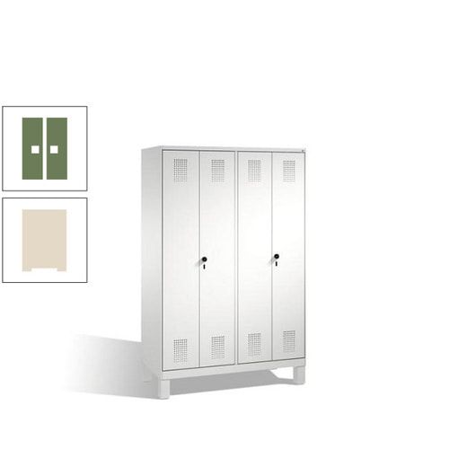 Doppel-Spind, Doppeltüren, Garderobenschrank mit Füßen, 4 Abteile a 300 mm, Korpus anthrazitgrau, Tür anthrazitgrau, 1.850 x 1.200 x 500 mm (HxBxT)
