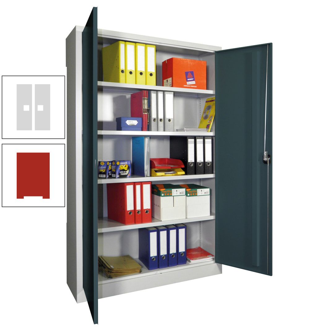 Aktenschrank - Vollblechtüren - 1.950x1.200x400 mm (HxBxT) - 4 Einlegeböden verzinkt - Zylinderschloss - anthrazitgrau