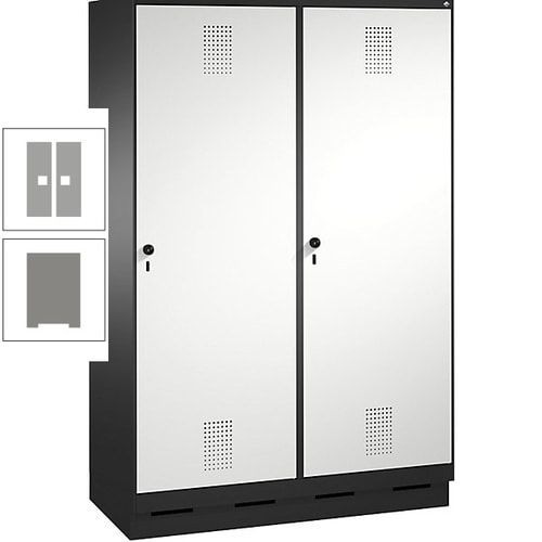 Doppel-Spind, Garderobenschrank, 2 Türen für 4 Abteile a 300 mm, Korpus anthrazitgrau, Türen anthrazitgrau, 1.800 x 1.200 x 500 mm (HxBxT)