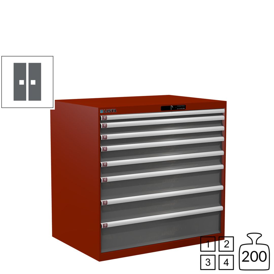 Lista Schubladenschrank - 12.541.010 - 1.000x1.023x725 mm (HxBxT) - 8 Schubladen - 200 kg - Key Lock - lichtblau (RAL 5012)