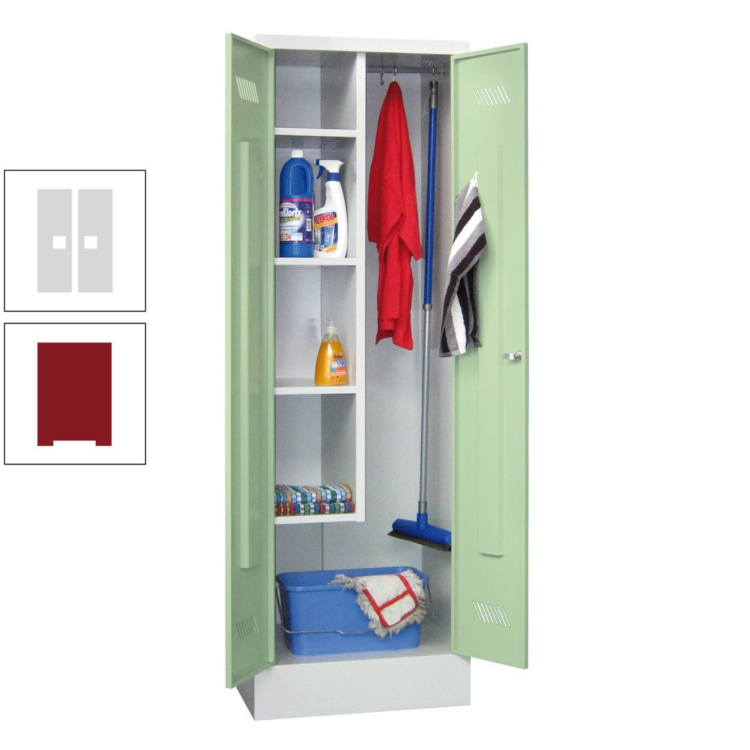 Putzschrank mit Sockel - 1 Abteil mit Trennwand - 1.850x600x500 mm (HxBxT) - Drehriegel - anthrazitgrau