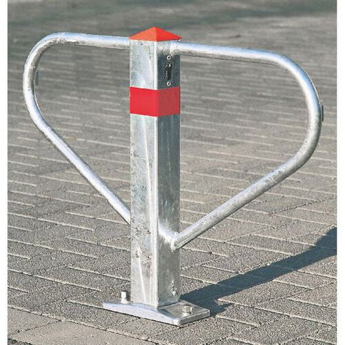 Sperrbügel aus Stahl, kippbar, zum Aufschrauben, abschließbar mit Profil-Zylinder, 500 x 770 mm (HxB)