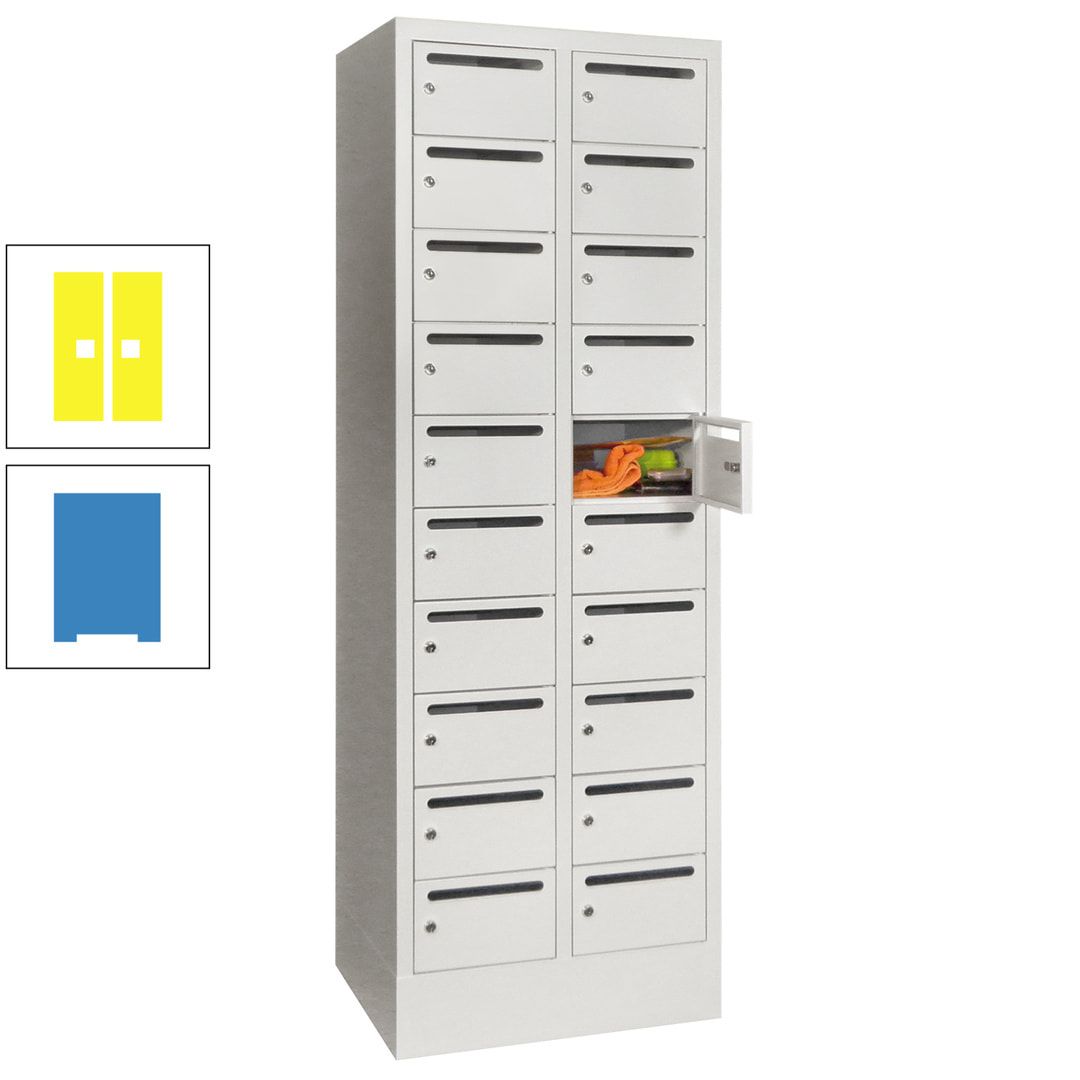 Postverteilerschrank, Schließfachschrank, 2 Abteile a 300 mm, 20 Fächer, 1.850 x 600 x 500 mm (HxBxT), Korpus anthrazitgrau, Front anthrazitgrau
