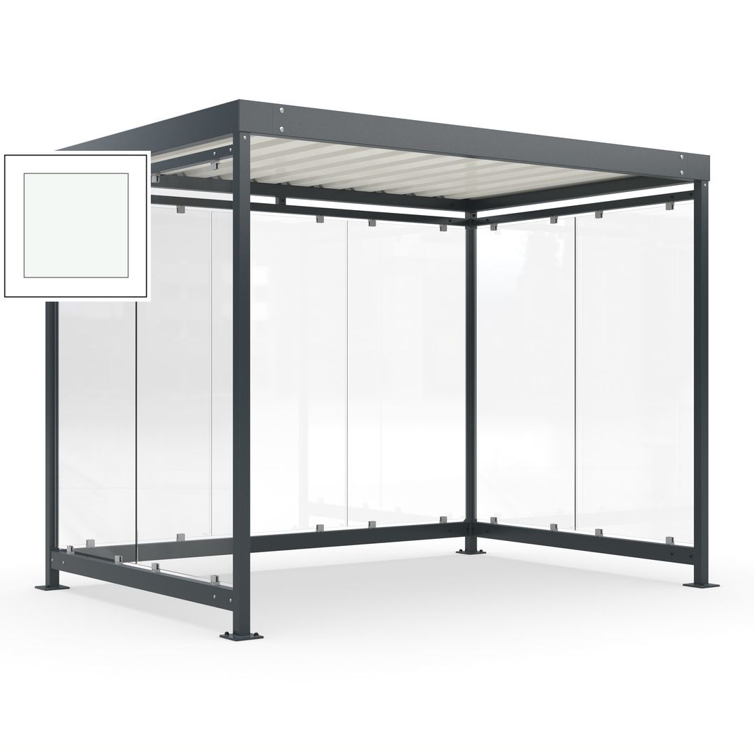 Raucherunterstand, Bausatz, Fahrgastunterstand, Bushaltestelle, 2.510 x 3.180 x 2.165 mm (HxBxT), 7 Wände, Achatgrau