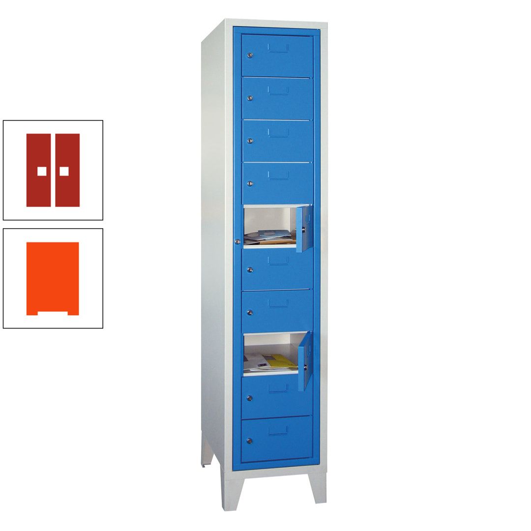 Schließfachschrank - Wäscheausgabeschrank - 10 Fächer a 315 mm - 1.850x400x500 mm (HxBxT) - Füße - Zylinderschloss - anthrazitgrau