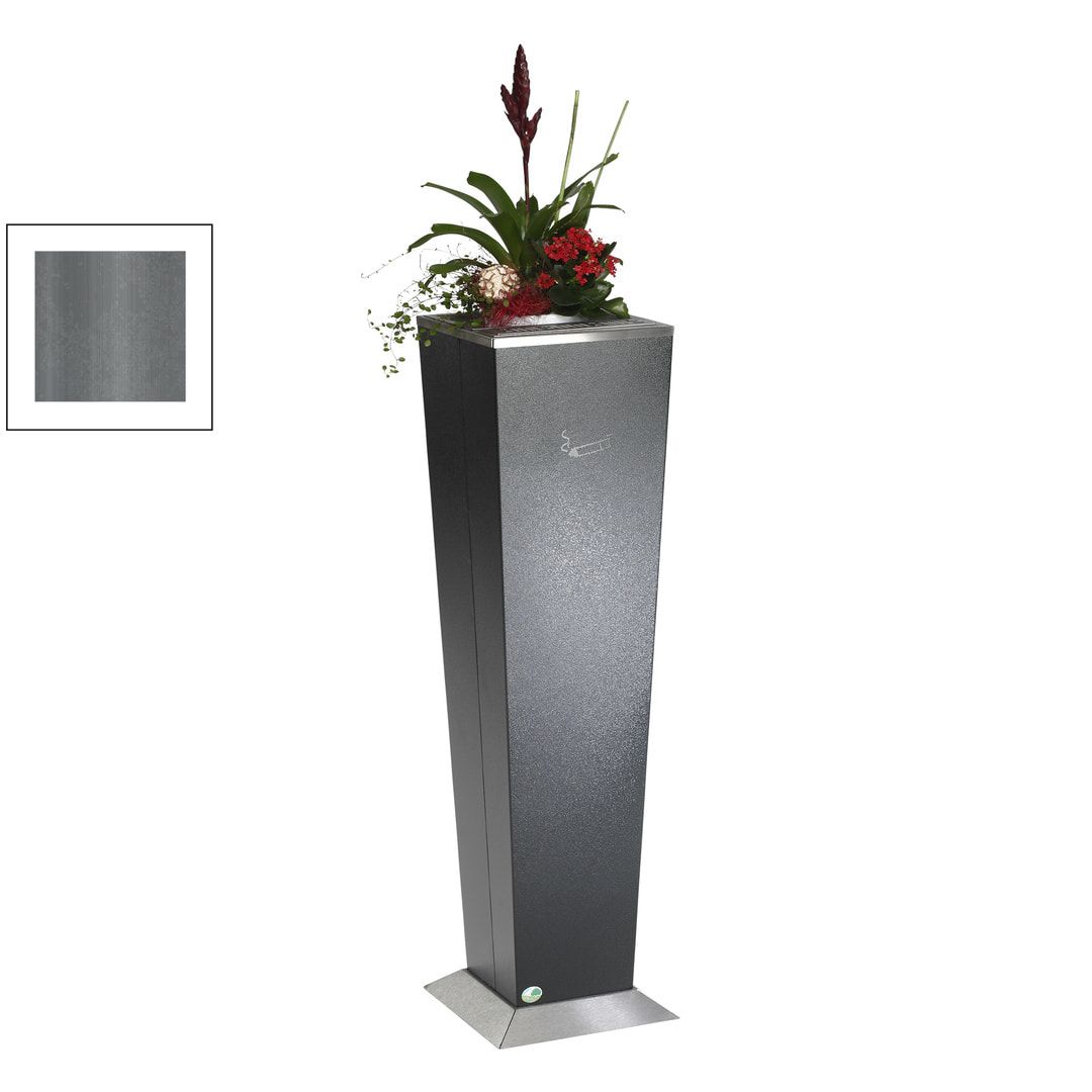 Dekorativer Standaschenbecher, Standascher inkl. Aschereinsatz, 1.100 x 310 x 310 mm (HxBxT), Turmascher, Aschenbecher, Antik-silber