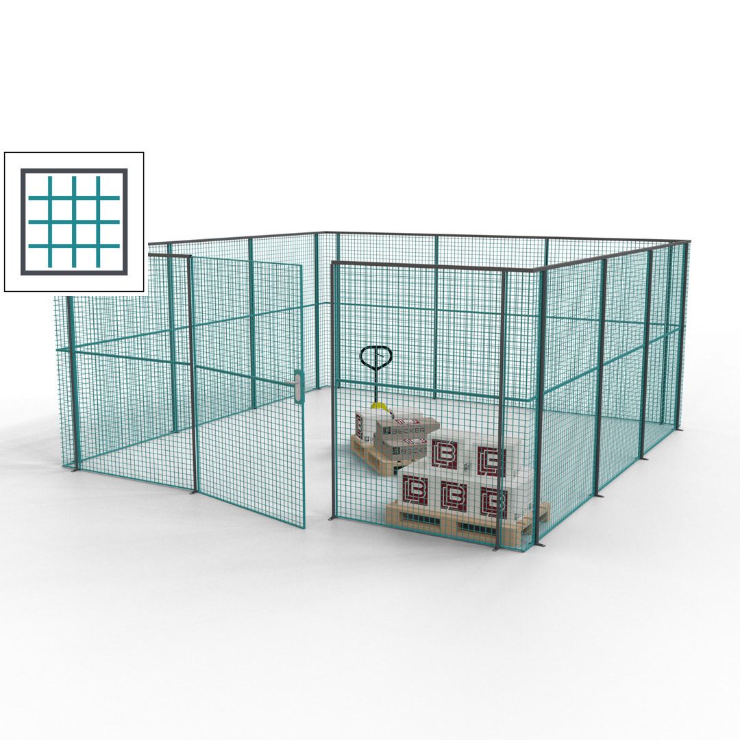 Maschinen Schutzgitter - Hallentrennwand - Sicherheitszaun - Tür - 18 m - 2.200 x 4.900 x 4.900 mm (HxBxT) - enzianblau