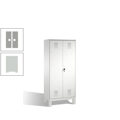Doppel-Spind, Doppeltüren, Garderobenschrank mit Füßen, 2 Abteile a 400 mm, Korpus anthrazitgrau, Tür anthrazitgrau, 1.850 x 800 x 500 mm (HxBxT)