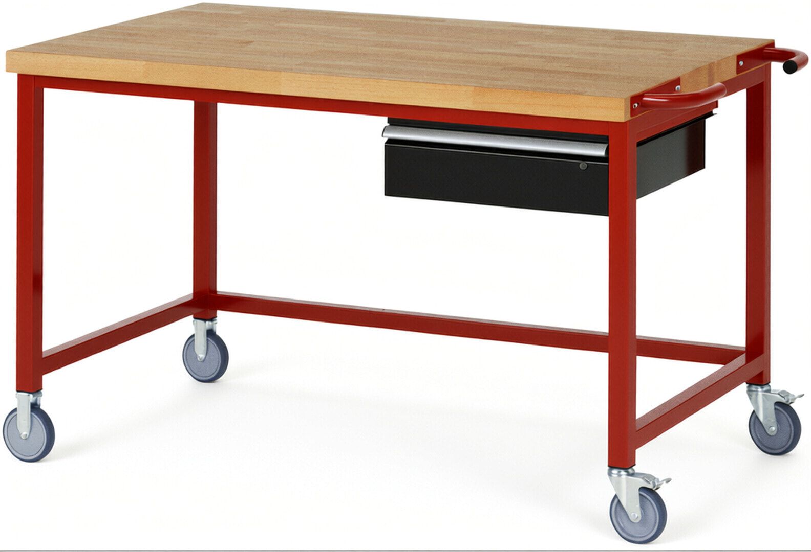 Mobile Werkbank mit 1 Schublade - 150:1 - höhenverstellbar 880-1.080 mm - 1.500 x 900 mm (BxT) - 450 kg - Buche - Anthrazitgrau