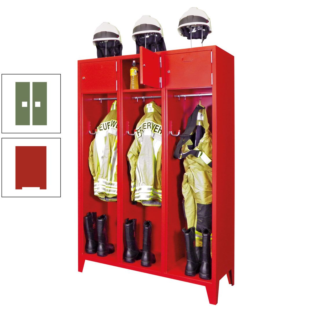 Feuerwehrschrank - 2 Abteile - Ablagefach mit Tür, Etikettenrahmen - 2.100 x 830 x 500 mm (HxBxT) - anthrazitgrau
