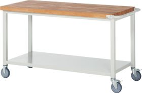 Mobile Werkbank mit Ablageboden - höhenverstellbar 880-1.080 mm - 1.500 x 700 mm (BxT) - Traglast 450 kg - Farbe wählbar