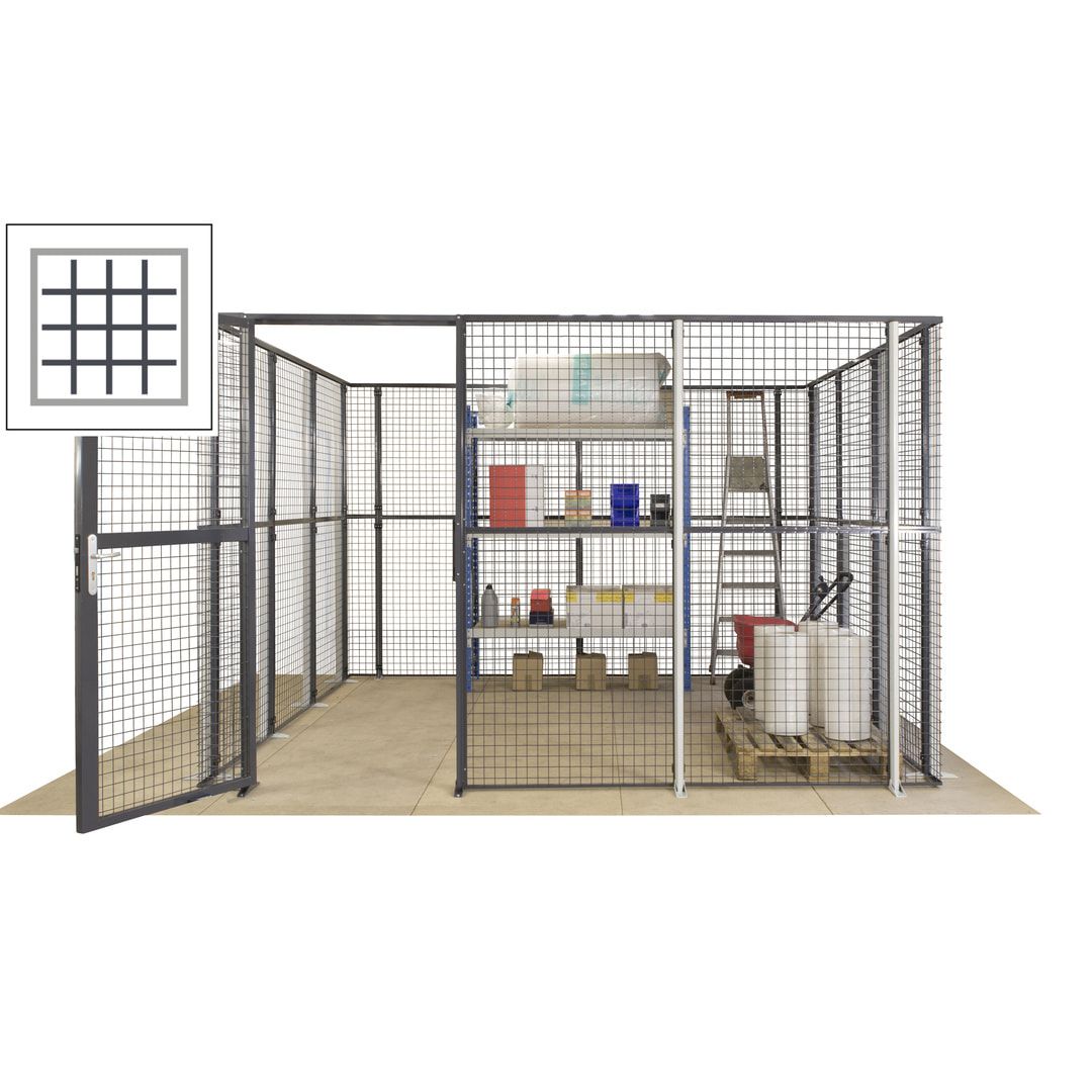 Maschinen Schutzgitter - Hallentrennwand - Sicherheitszaun - Tür - 72 m - 2.200 x 21.400 x 15.400 mm (HxBxT) - enzianblau
