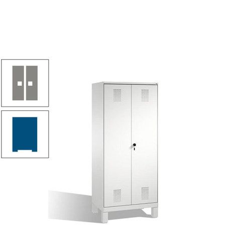Doppel-Spind, Doppeltüren, Garderobenschrank mit Füßen, 2 Abteile a 400 mm, Korpus anthrazitgrau, Tür anthrazitgrau, 1.850 x 800 x 500 mm (HxBxT)