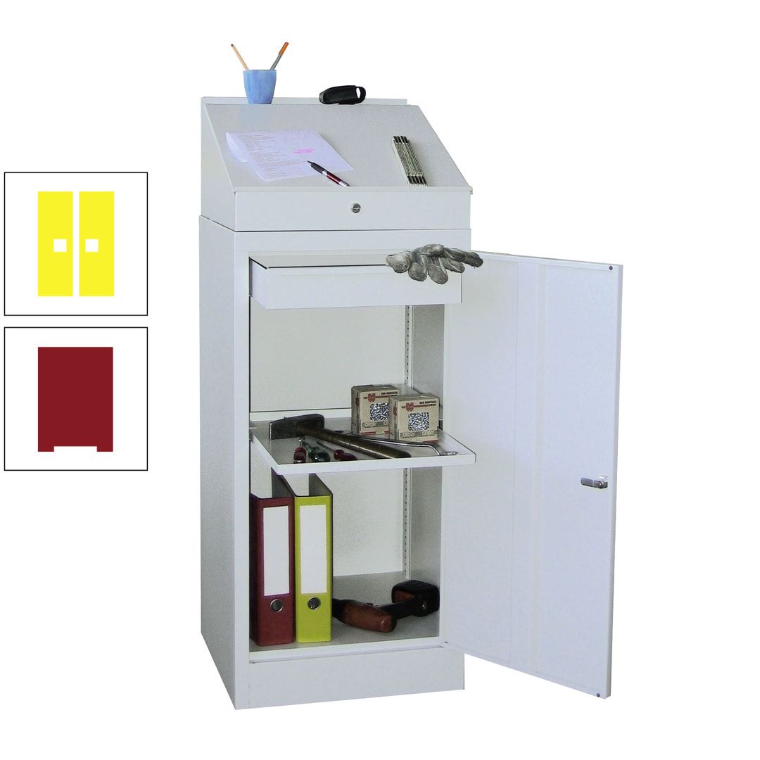 Stehpult mit Schrank - Vollblechtür - Zylinderschloss - 1 Einlegeboden, 1 Schublade - 1.270x500x500 mm (HxBxT) - anthrazitgrau
