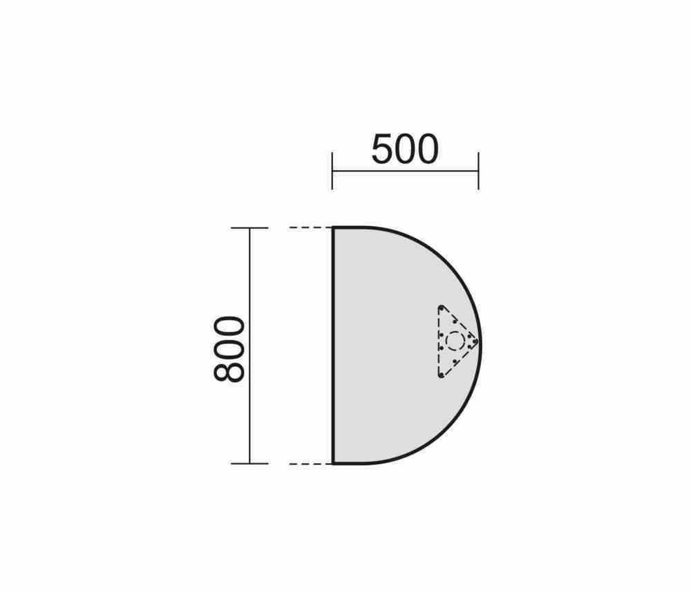 Anbautisch halbrund, inkl. Stützfuß, Schreibtisch Eco, 720 x 500 x 80 mm (HxBxT), inkl.Verkettungsmaterial, Gestell lichtgrau, Dekor Ahorn