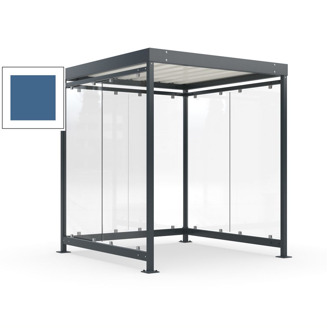 Raucherunterstand, Bushaltestelle, Bausatz, 6-7 Personen, 6 Wände, 2.510 x 2.165 x 2.165 mm (HxBxT), Achatgrau