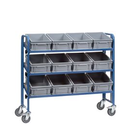 Fetra - Etagenwagen für 12 Sichtlagerkästen - 1.197 x 477 x 1.355 mm