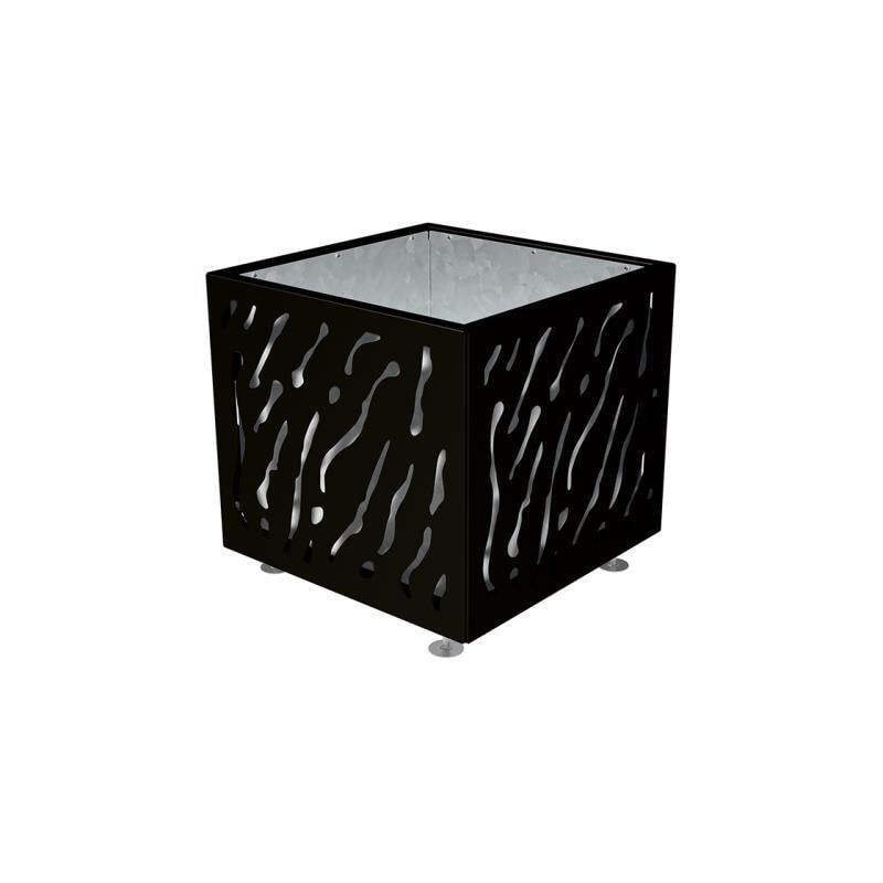 Pflanzbehälter, Stahlblech fvz, einfarbig, innen feuerverzinkt mit Verladungsgriffen, verstellbare Füße, 760 x 790 x 790 mm (HxBxT), enzianblau