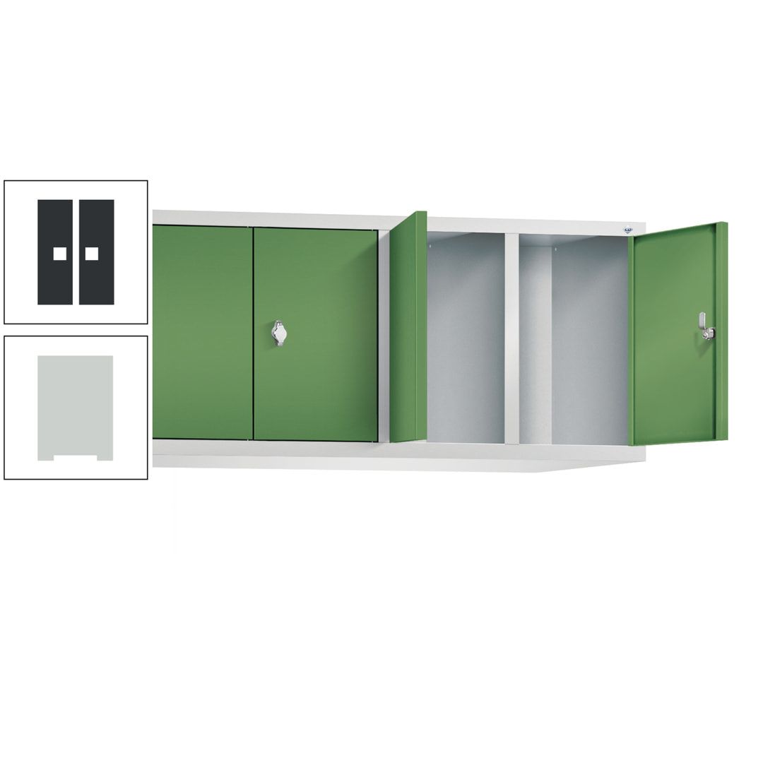 Aufsatzschrank für Spinde und Schließfachschränke, Doppeltüren, 4 Abteile, Korpus anthrazitgrau, Türfarbe anthrazitgrau, 500 x 1.190 x 500 mm (HxBxT)