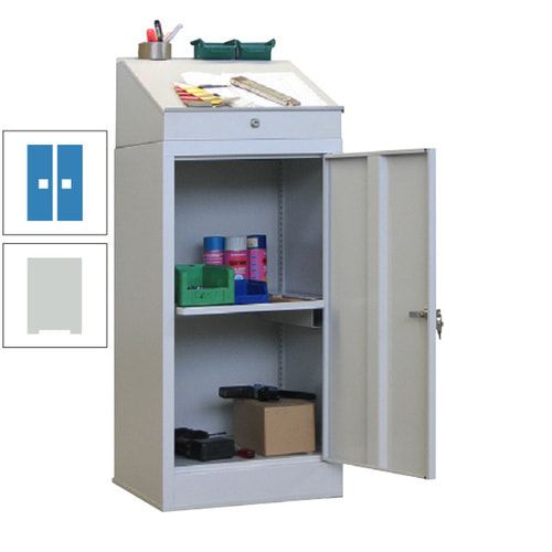 Stehpult mit Schrank - Vollblechtür - Zylinderschloss - 1 Ausziehboden - 1.270x500x500 mm (HxBxT) - anthrazitgrau