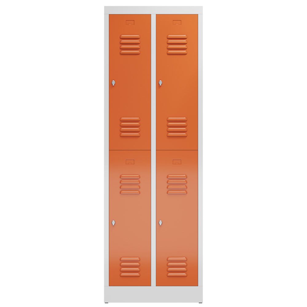 Garderobenschrank, Doppelstockspind, 2 Abteil, 4 Fächer, 1.800 x 590 x 500 mm (HxBxT), Stahl, Drehriegel, Korpus: lichtgrau, Front: anthrazitgrau