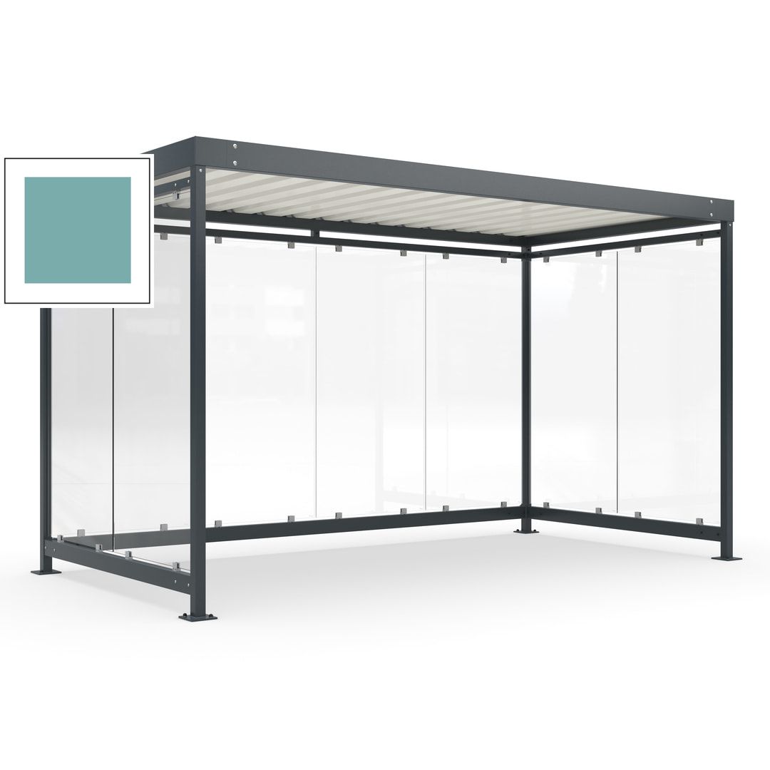 Fahrradunterstand, Fahrgastunterstand, Bushaltestelle, Bausatz, 12-13 Personen, 2.510 x 4.195 x 2.165 mm (HxBxT), 8 Wände, Achatgrau