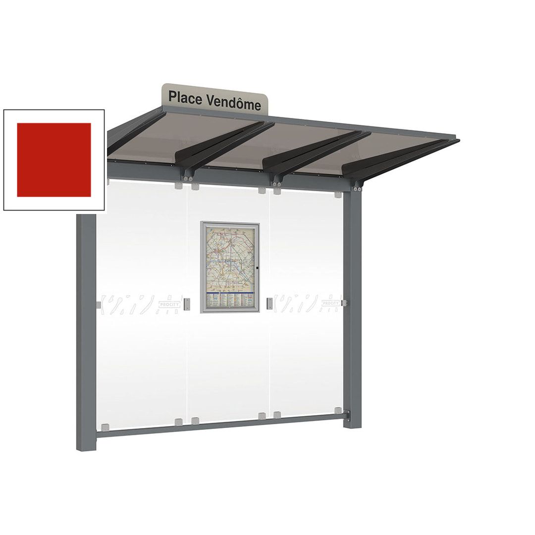 Buswartehalle, Haltestelle, Unterstand, ESG, Fahrplankasten, Haltestellenschild, enzianblau, 2.390 x 2.500 x 1.500 mm (HxBxT)