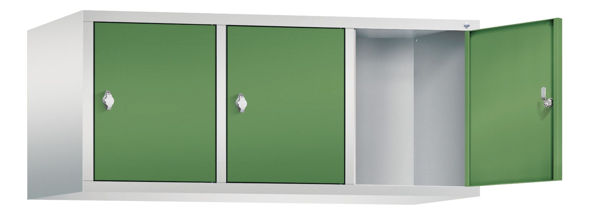 Aufsatzschrank für Spinde und Schließfachschränke, 3 Abteile, Korpus anthrazitgrau, Türen anthrazitgrau, 500 x 1.200 x 500 mm (HxBxT), Stahlschrank