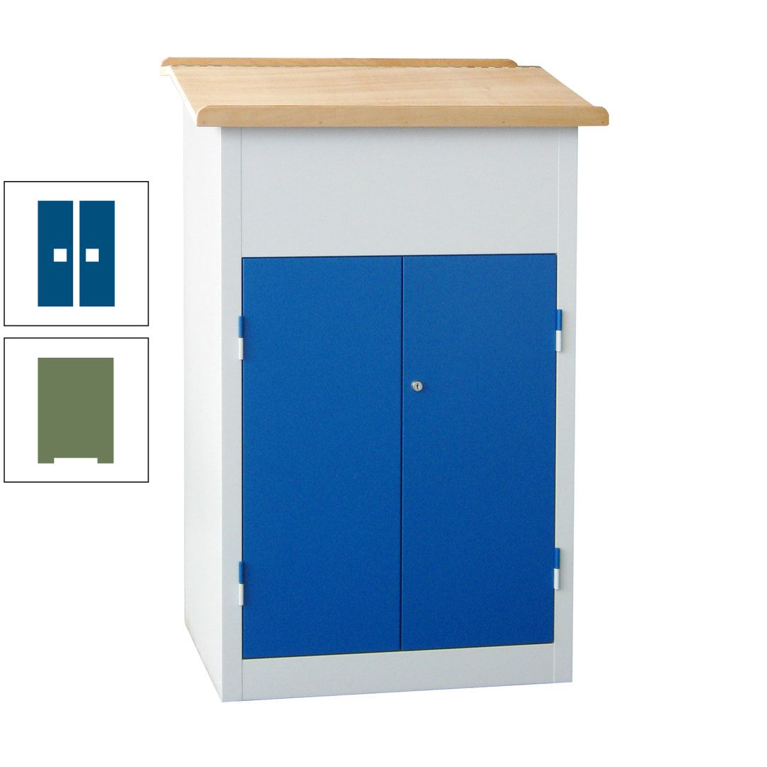 Stehpult mit Schrank - Vollblechtür - Zylinderschloss - 2 Böden - 1.200 x 700 x 600 mm (HxBxT) - anthrazitgrau