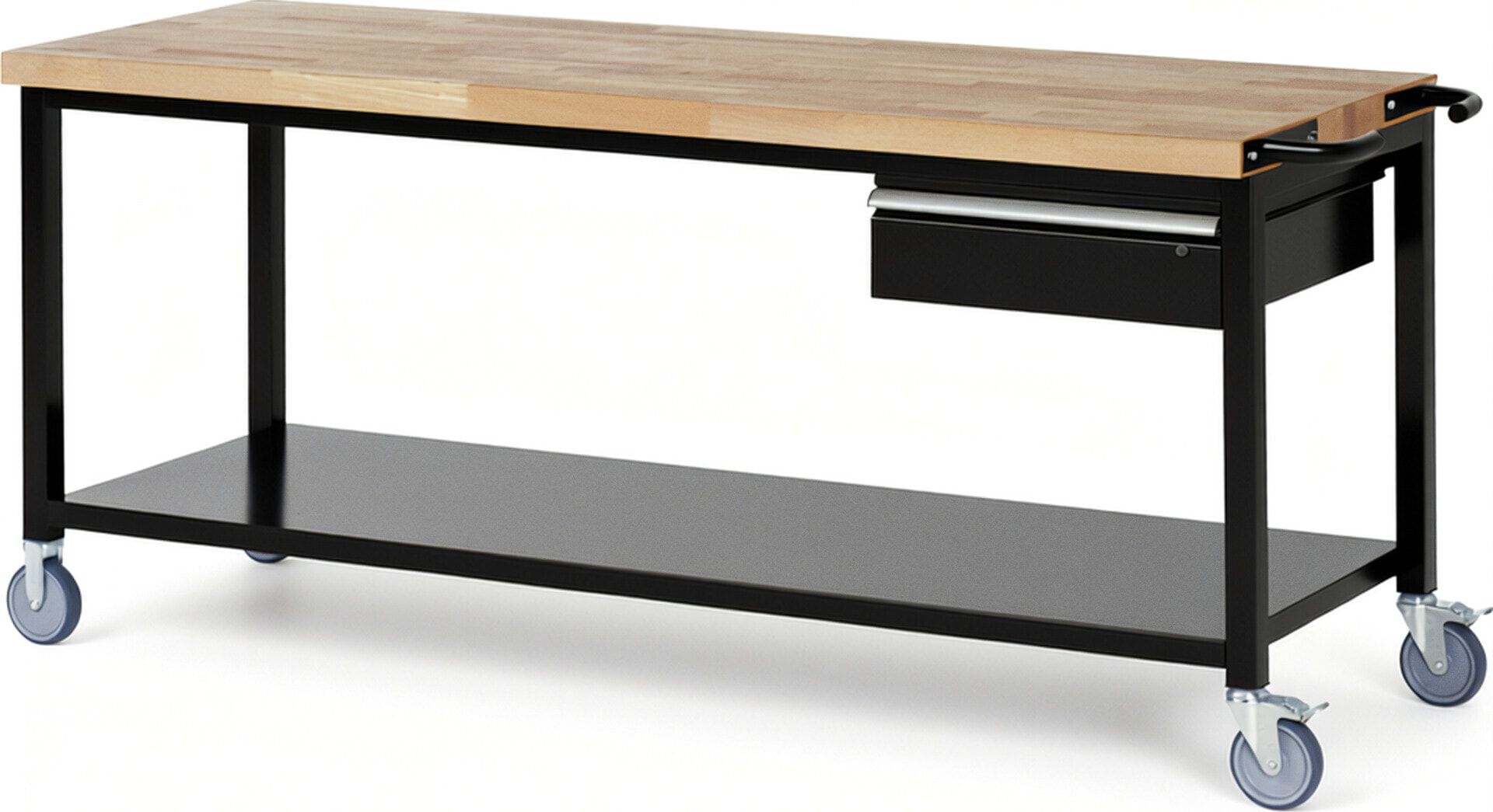 Mobile Werkbank mit Ablageboden - 1 Schublade - 150:1 - höhenverstellbar 880-1.080 mm - 2.000 x 700 mm (BxT) - 450 kg - Anthrazitgrau