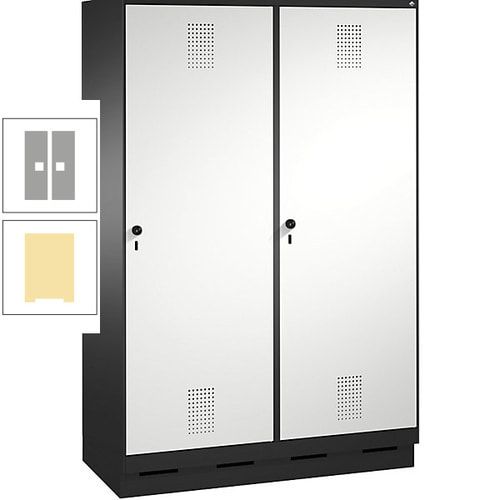 Doppel-Spind, Garderobenschrank, 2 Türen für 4 Abteile a 300 mm, Korpus anthrazitgrau, Türen anthrazitgrau, 1.800 x 1.200 x 500 mm (HxBxT)