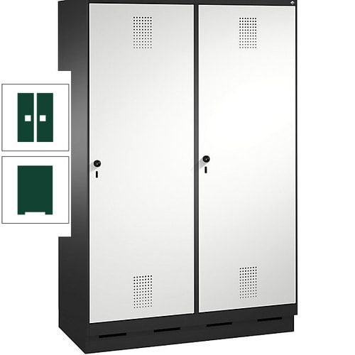 Doppel-Spind, Garderobenschrank, 2 Türen für 4 Abteile a 300 mm, Korpus anthrazitgrau, Türen anthrazitgrau, 1.800 x 1.200 x 500 mm (HxBxT)