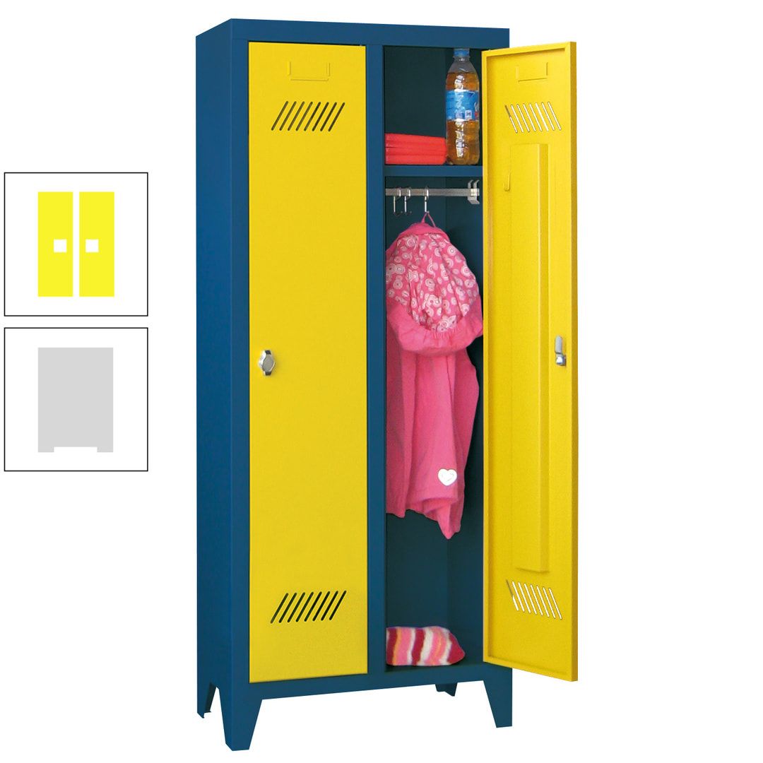 Spindschrank f. Kindergärten - mit Füßen - Höhe 1.300 mm - 2 Abteile a 250 mm - Zylinderschloss - anthrazitgrau