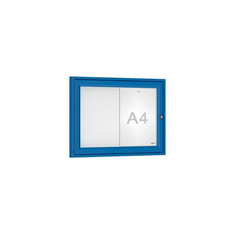 Schaukasten - Einflügeltür - 2xA4 - Querformat - 400 x 550 x 30 mm (HxBxT) - enzianblau - Infokasten - Präsentationsvitrine