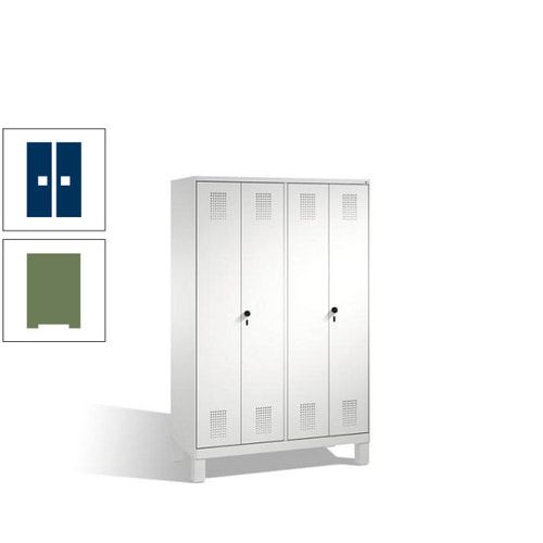 Doppel-Spind, Doppeltüren, Garderobenschrank mit Füßen, 4 Abteile a 300 mm, Korpus anthrazitgrau, Tür anthrazitgrau, 1.850 x 1.200 x 500 mm (HxBxT)