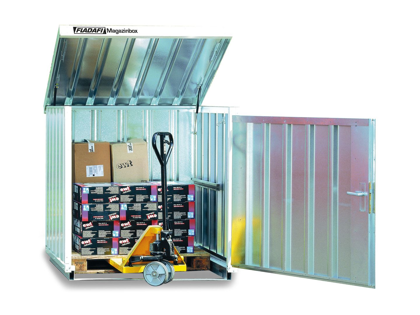 Magazinbox - Kleinteilelager - Lagerbox - 1.470 x 1.420 x 1.490 mm - Klappdach und Einflügeltür - mit Boden