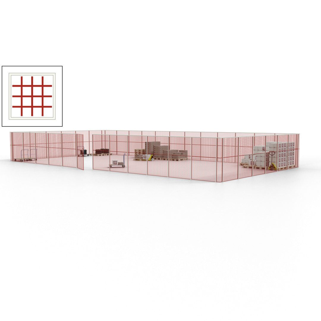 Maschinen Schutzgitter - Hallentrennwand - Sicherheitszaun - Tür - 54 m - 2.200 x 18.400 x 9.400 mm (HxBxT) - enzianblau