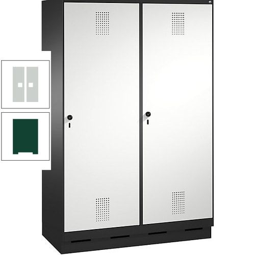 Doppel-Spind, Garderobenschrank, 2 Türen für 4 Abteile a 300 mm, Korpus anthrazitgrau, Türen anthrazitgrau, 1.800 x 1.200 x 500 mm (HxBxT)