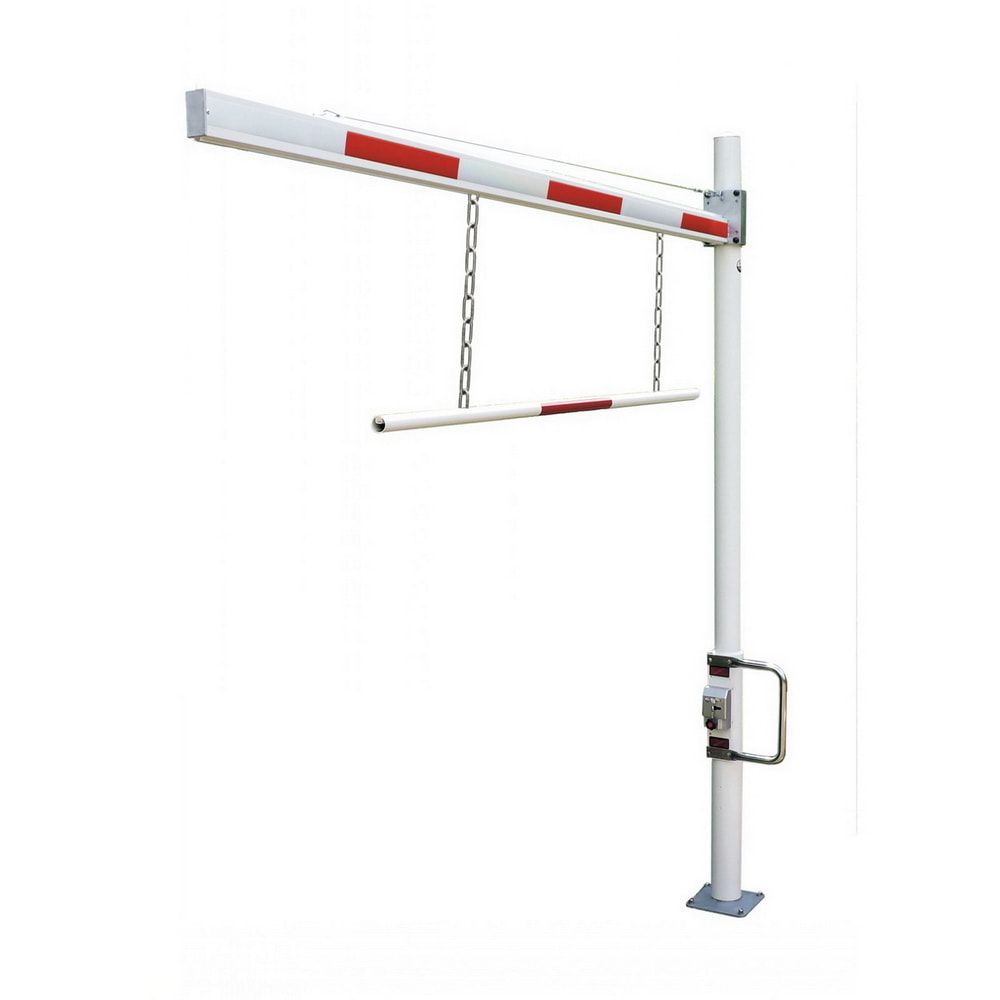 Schwenkbare Höhenbegrenzung für Parkplätze und Einfahrten, zum Aufdübeln, mit Reflexstreifen, max. Durchfahrtshöhe 2.800 mm, Sperrbreite 3.000 mm