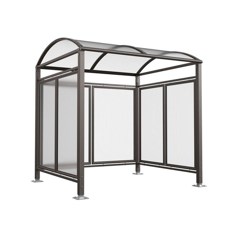 Fahrradunterstand, Fahrradüberdachung, All-in-One+Zusatz, 2.635 x 5.000 x 2.090 mm (HxBxT), auf Bodenplatten, mit Regenrinne, Farbe enzianblau