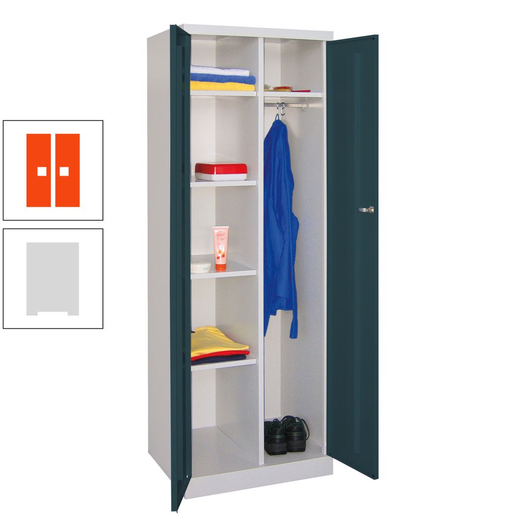Kleiderschrank mit Sockel - Spind - 1 Abteil mit Trennwand - 1.800x600x500 mm (HxBxT) - Zylinderschloss - anthrazitgrau