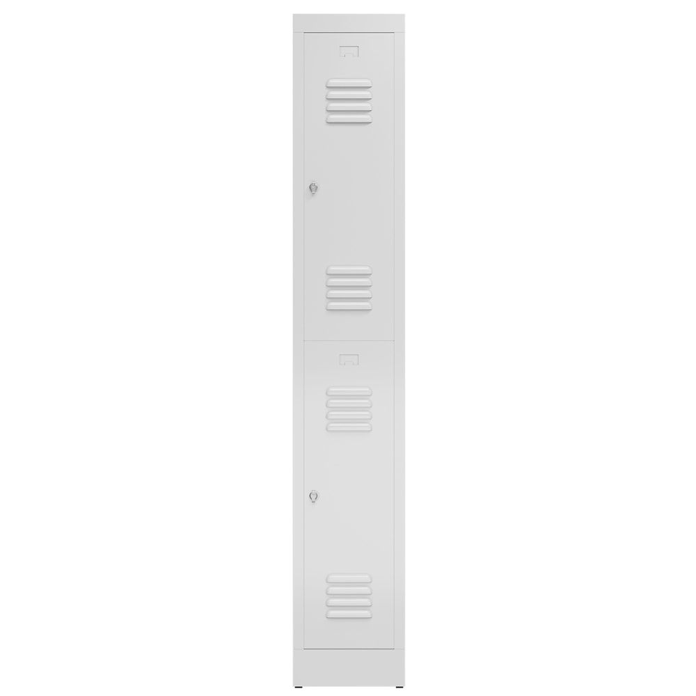 Garderobenschrank, Doppelstockspind, 1 Abteil, 2 Fächer, 1.800 x 310 x 500 mm (HxBxT), Stahl, Drehriegel, Korpus: lichtgrau, Front: anthrazitgrau