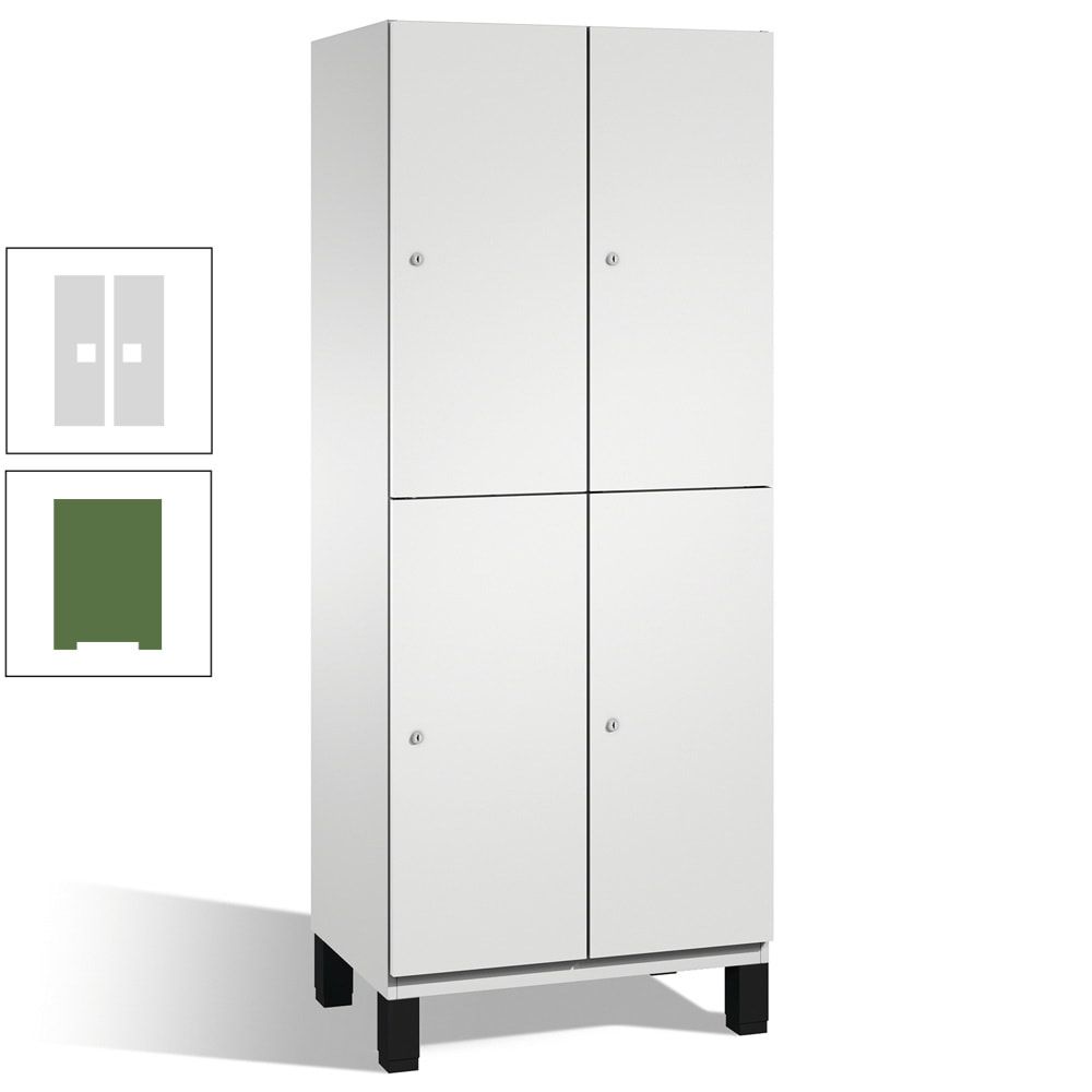 Fächerschrank, Stahlschrank, doppelstöckig, 4 Fächer, Füße, Korpus anthrazitgrau, Tür anthrazitgrau, 1.980 x 600 x 525 mm (HxBxT)