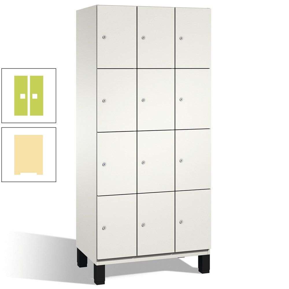 Fächerschrank, Stahlschrank, 12 Fächer, Türöffnungsbegrenzer, mit Füßen, Korpus lichtgrau, Tür anthrazitgrau, 1.980 x 900 x 525 mm (HxBxT)